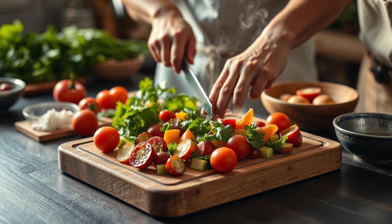 Home cook preparing ingredients in the kitchen